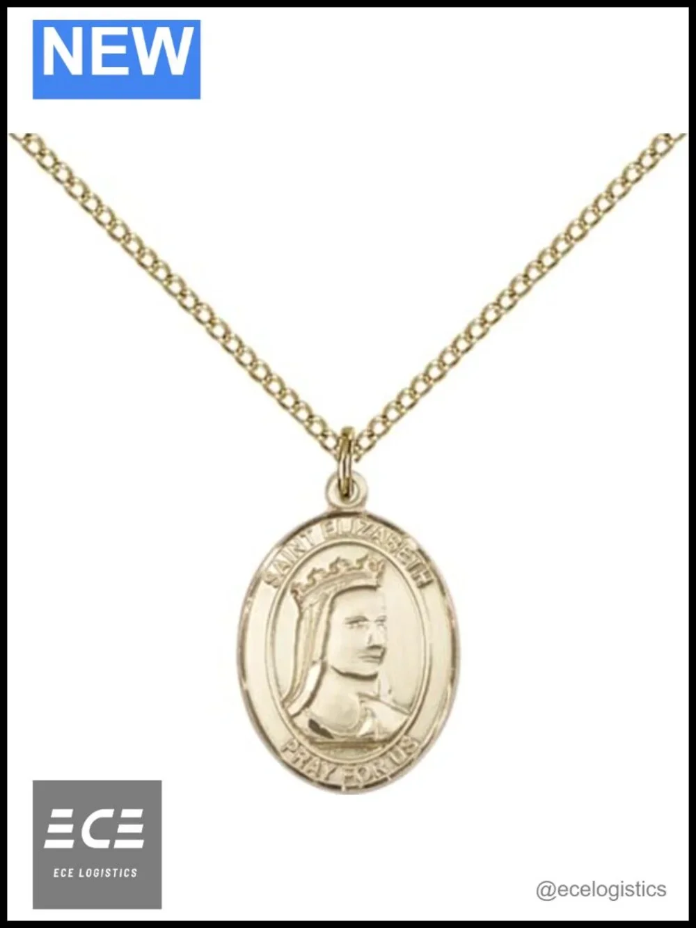Sterling Silver Saint Elizabeth of Hungary Medal Pendant Necklace